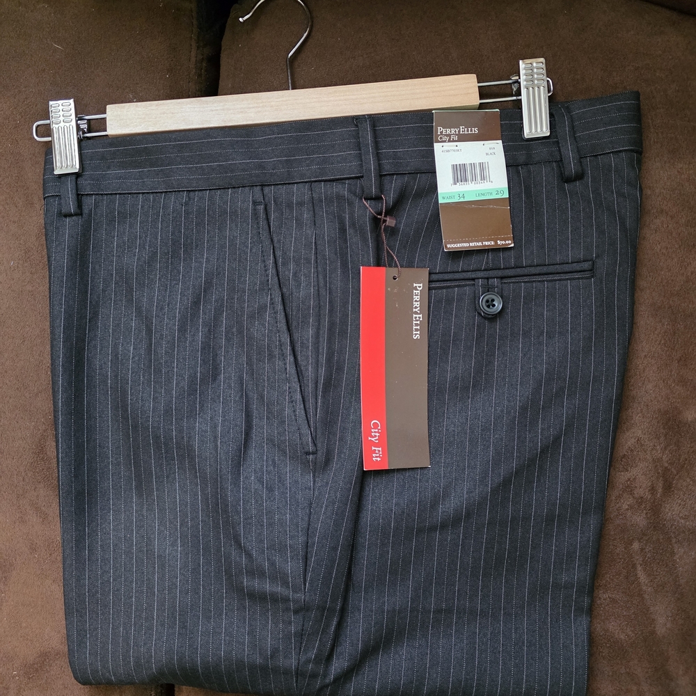 Perry Ellis Black Pinstripe Dress Pants ***34X29***